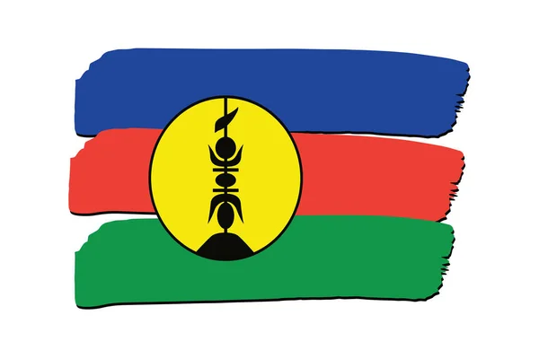 Neue Kaledonien Flagge Mit Farbigen Handgezeichneten Linien Vektorformat — Stockvektor