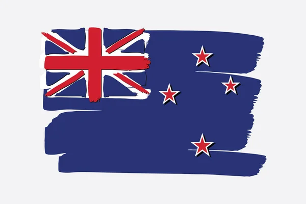 Neuseeland Flagge Mit Farbigen Handgezeichneten Linien Vektorformat — Stockvektor