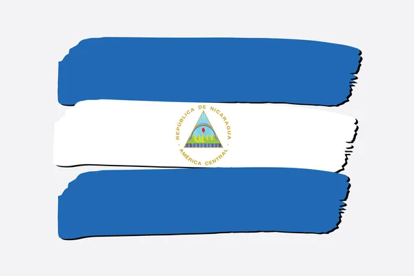 Nicaragua Drapeau Avec Des Lignes Dessinées Main Colorées Format Vectoriel — Image vectorielle