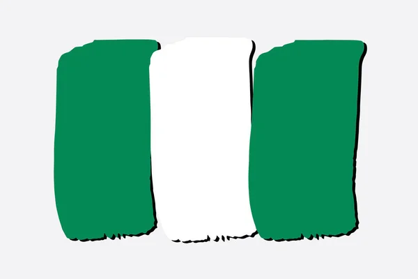 Nigéria Drapeau Avec Des Lignes Dessinées Main Colorées Format Vectoriel — Image vectorielle