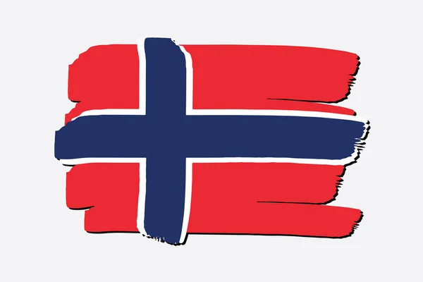 Флаг Норвегии Цветными Ручными Линиями Векторном Формате — стоковый вектор