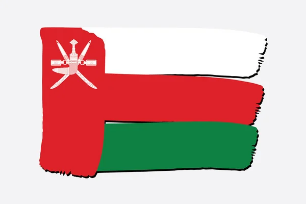 Flaga Oman Kolorowymi Liniami Narysowanymi Ręcznie Formacie Wektorowym — Wektor stockowy