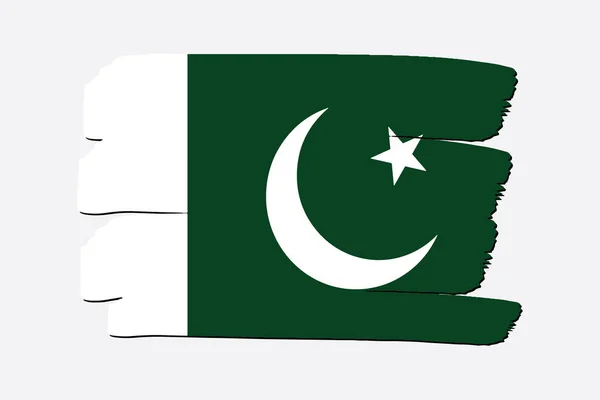 Bandera Pakistán Con Líneas Dibujadas Mano Color Formato Vectorial — Vector de stock