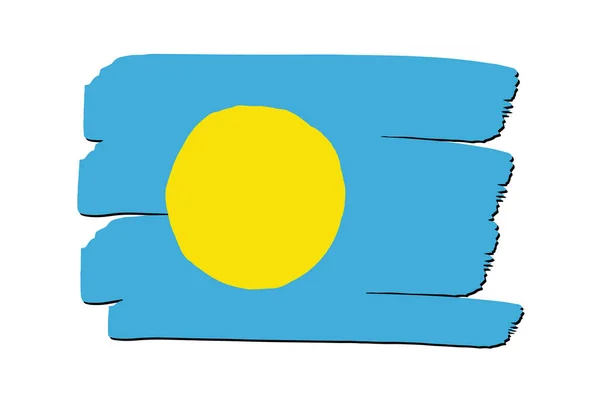 Palau Flagge Mit Farbigen Handgezeichneten Linien Vektorformat — Stockvektor