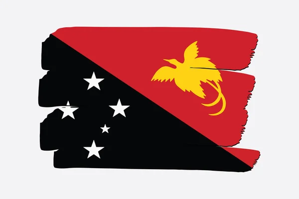 Papoea Nieuw Guinea Vlag Met Gekleurde Hand Getrokken Lijnen Vector — Stockvector