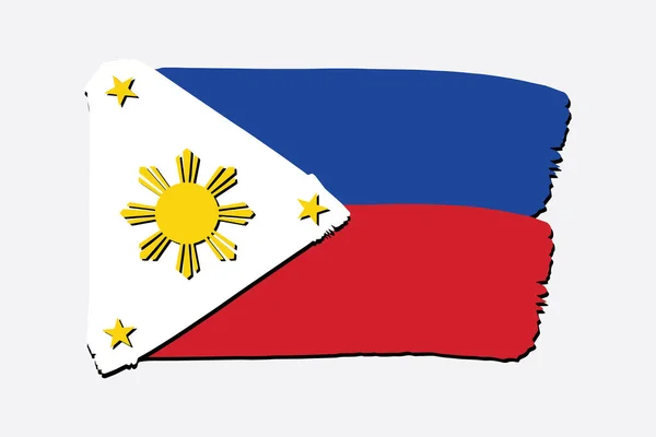Σημαία Φιλιππίνων Χρωματιστές Γραμμές Ζωγραφισμένες Στο Χέρι Μορφή Διάνυσμα — Διανυσματικό Αρχείο