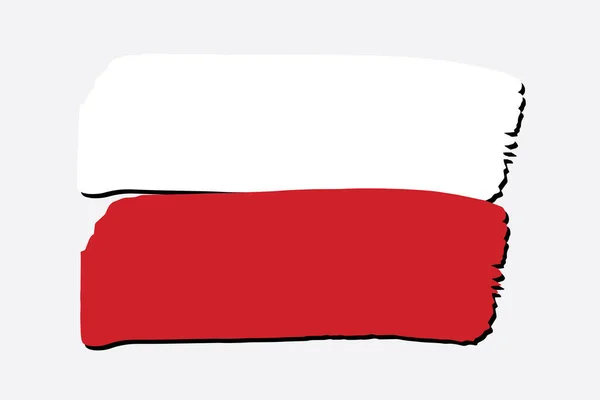 Polsk Flagg Med Fargede Håndtegnede Linjer Vektorformat – stockvektor