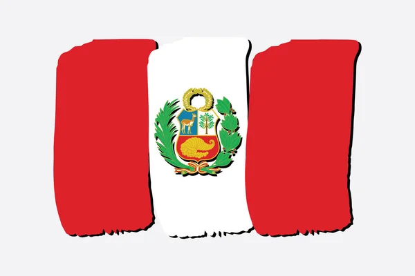 Pérou Drapeau Avec Des Lignes Dessinées Main Colorées Format Vectoriel — Image vectorielle