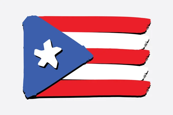 푸에르토리코 깃발에 손으로 형식으로 그려진 — 스톡 벡터