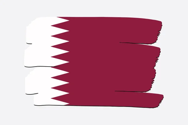 Bandera Qatar Con Líneas Dibujadas Mano Color Formato Vectorial — Vector de stock