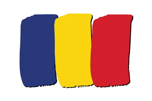 Roemenië Vlag Met Gekleurde Hand Getrokken Lijnen Vector Formaat — Stockvector