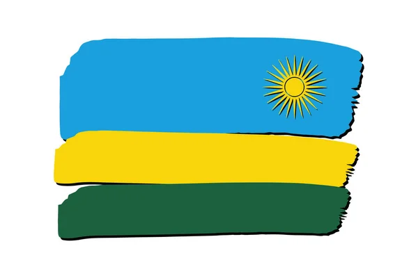 Steag Rwanda Linii Desenate Mână Colorate Formatul Vector — Vector de stoc