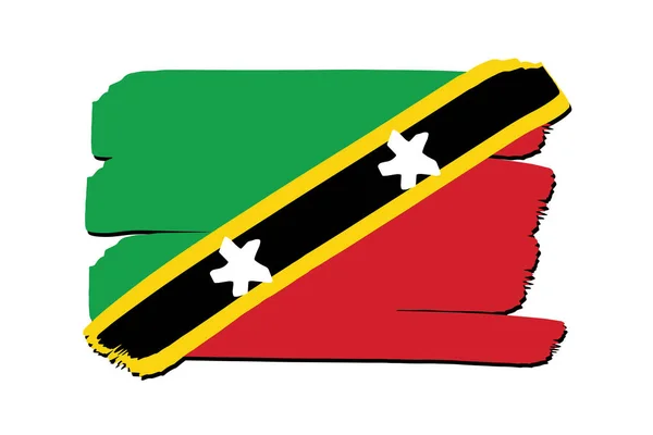 Saint Kitts Nevis Vlag Met Gekleurde Hand Getrokken Lijnen Vector — Stockvector