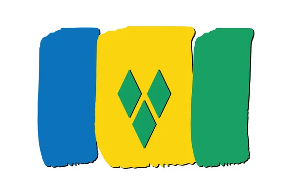 Saint Vincent Grenadines Bayrağı Renkli Çizgileri Ile Vektör Biçiminde — Stok Vektör