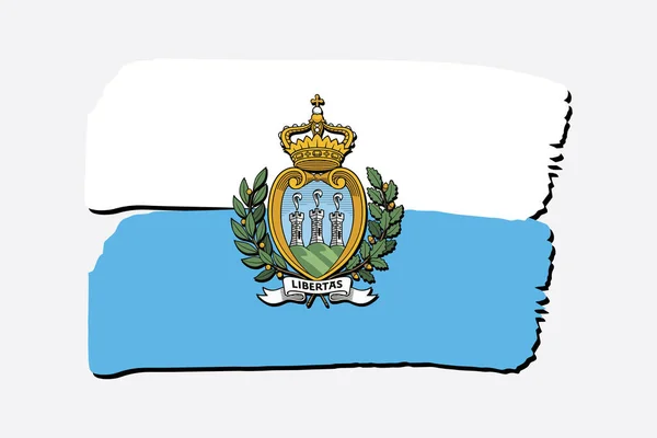 San Marino Flagge Mit Farbigen Handgezeichneten Linien Vektorformat — Stockvektor