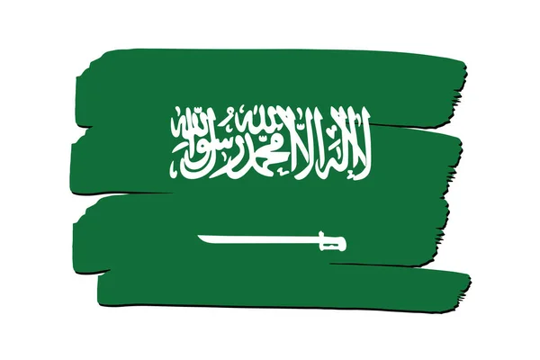 Arábia Saudita Bandeira Com Linhas Desenhadas Mão Coloridas Formato Vetorial —  Vetores de Stock