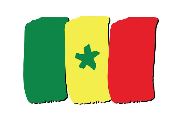 Senegal Flagge Mit Farbigen Handgezeichneten Linien Vektorformat — Stockvektor