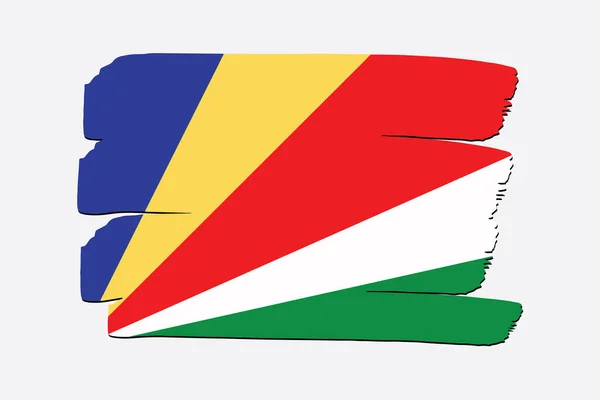 Seychellen Vlag Met Gekleurde Handgetekende Lijnen Vectorformaat — Stockvector