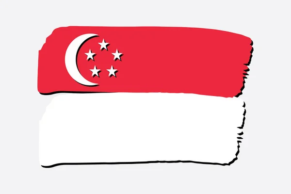 Singapur Flagge Mit Farbigen Handgezeichneten Linien Vektorformat — Stockvektor
