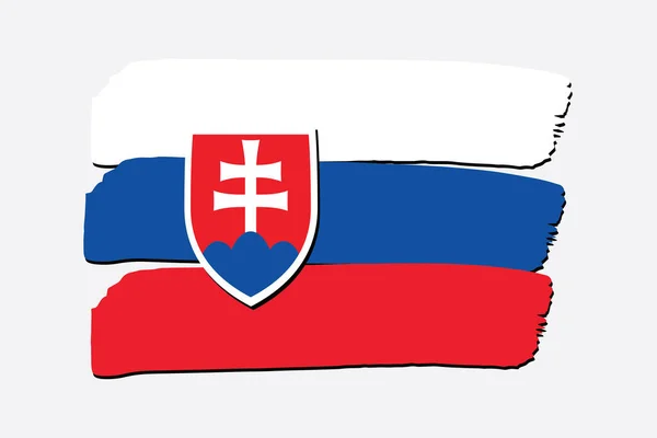 Slowakije Vlag Met Gekleurde Hand Getrokken Lijnen Vector Formaat — Stockvector