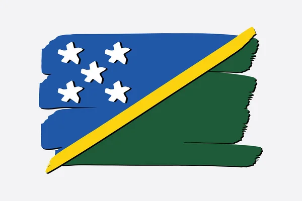 Isole Salomone Bandiera Con Linee Colorate Disegnate Mano Formato Vettoriale — Vettoriale Stock