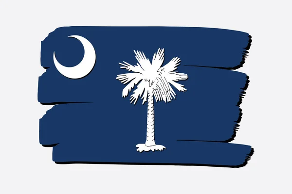 Σημαία Πολιτείας Της Νότιας Καρολίνας Χρωματιστές Γραμμές Ζωγραφισμένες Στο Χέρι — Διανυσματικό Αρχείο