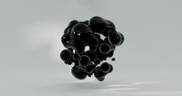 Жидкие Абстрактные Черные Сферы Которые Смешиваются Анимированным Движением — стоковое видео