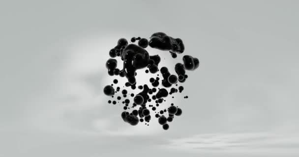 液态水中黑色抽象球的三维渲染 — 图库视频影像