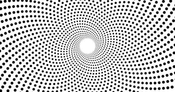 Hipnótico Negro Blanco Espiral Óptica Ilusión Punto Patrón — Vídeos de Stock