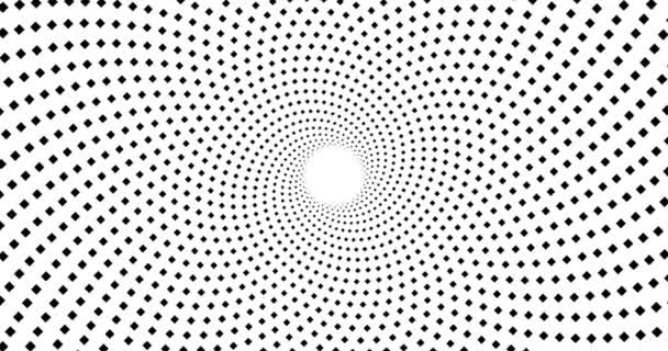 Patrón Hipnótico Ilusión Óptica Espiral Blanco Negro Fondo Animado Geométrico — Vídeos de Stock