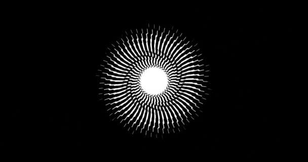 Черно Белые Пунктирные Спиральные Круги Бесшовный Цикл Анимации Визуализация — стоковое видео