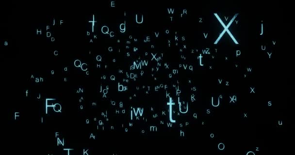 Motion Graphics Animation Letters Flying Digital Space — Stock Video