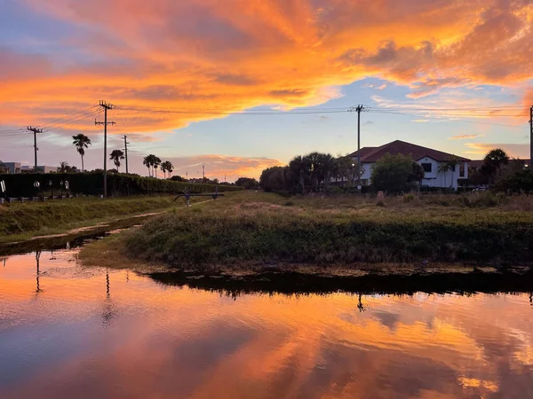 Solnedgång Över Avloppskanalerna Södra Florida — Stockfoto