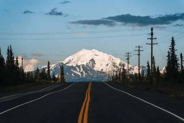 Direction Glenallen Sur Route Glenn Highway Alaska Mène Juste Face — Photo