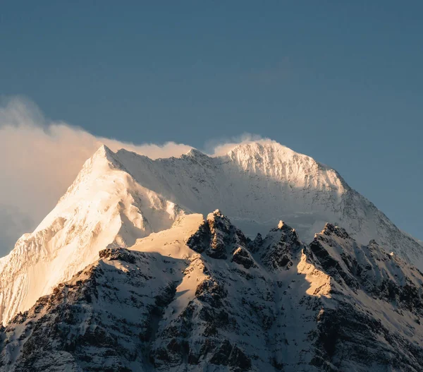 Κορυφή Του Όρους Annapurna Νότια Την Ανατολή Annapurna Base Camp — Φωτογραφία Αρχείου