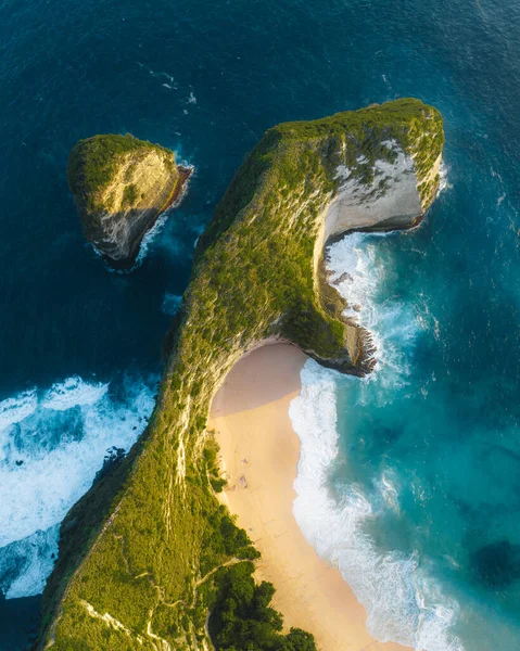 Panoramic Aerial View Kelingking Beach Nusa Penida Island Bali Indonesia — Stock Photo, Image