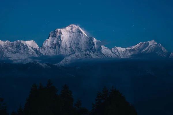 Dhaulagiri Nepál Viděno Poon Hill Treku Krásný Vrchol Hory Jemném — Stock fotografie