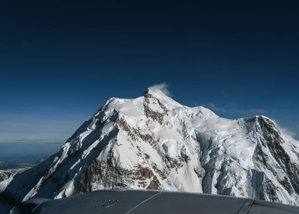 Letecký Pohled Velkou Horu Denali Známou Jako Mckinley Peak Aljašské — Stock fotografie