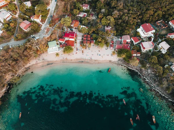 Vista Aérea Drone Anse Doufur Isla Caribeña Martinica Agua Azul — Foto de Stock