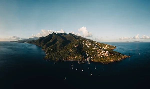 Panorama Aérien Des Drones Phare Vieux Fort Point Méridional Guadeloupe — Photo