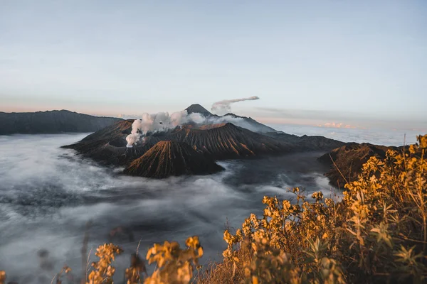 Чудовий Схід Сонця Біля Гори Бромо Активного Вулкана Національному Парку — стокове фото