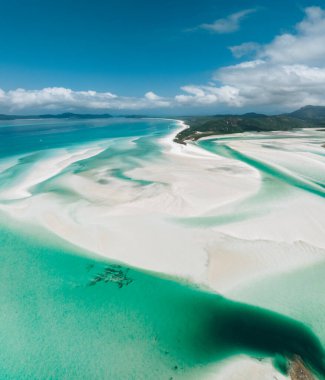 Whitehaven Sahili 'nin hava aracı görüntüsü Whitehaven Pazar günleri, Queensland, Avustralya. Fotoğraf Avustralya 'da çekildi