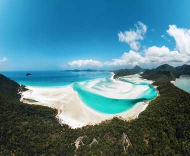 Whitehaven Sahili 'nin hava aracı görüntüsü Whitehaven Pazar günleri, Queensland, Avustralya. Fotoğraf Avustralya 'da çekildi