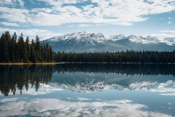 Lake Edith and Annette with trees and reflection. Jasper National Park, Alberta, Canada. Banff National Park