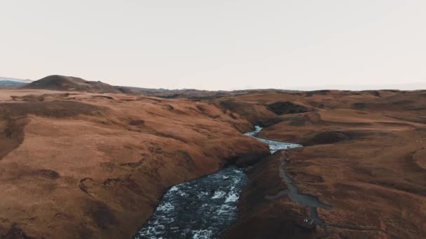 Letecké Záběry Islandského Vodopádu Skogafoss Islandu Skogaru Pozadí Tapety Nádherná — Stock video