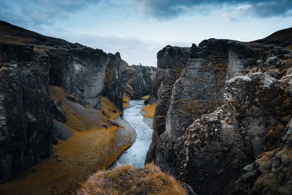 Знаменитый Каньон Фьядрарглюфур Исландии Топ Туристических Направлений Юго Восток Исландии — стоковое фото