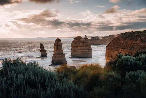 Great view at the rocks of the twelve apostels along the Great Ocean Road in south Australia.