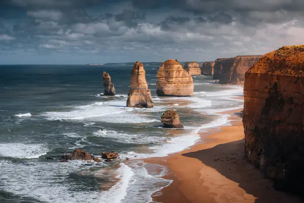 Great view at the rocks of the twelve apostels along the Great Ocean Road in south Australia.