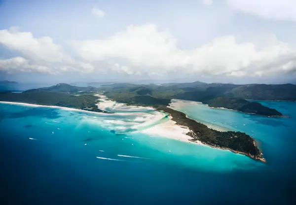 Whitehaven Beach Hill Inlet Aerial Drone Shot Whitsundays Queensland Australia — Stock Photo, Image