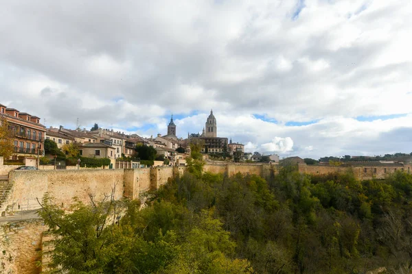 Vista Las Murallas Segovia Con Catedral Patrimonio Humanidad Unesco España — Foto de Stock